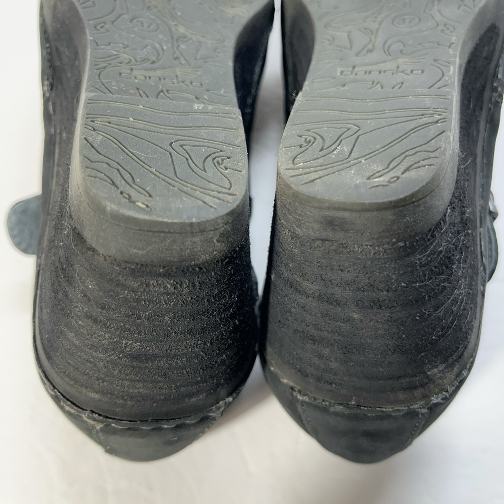 Dansko Sandra Mary Jane Shoes Black Nubuck Leather Wedge Pump Womens 37 US 6.5-7 - Picture 12 of 13
